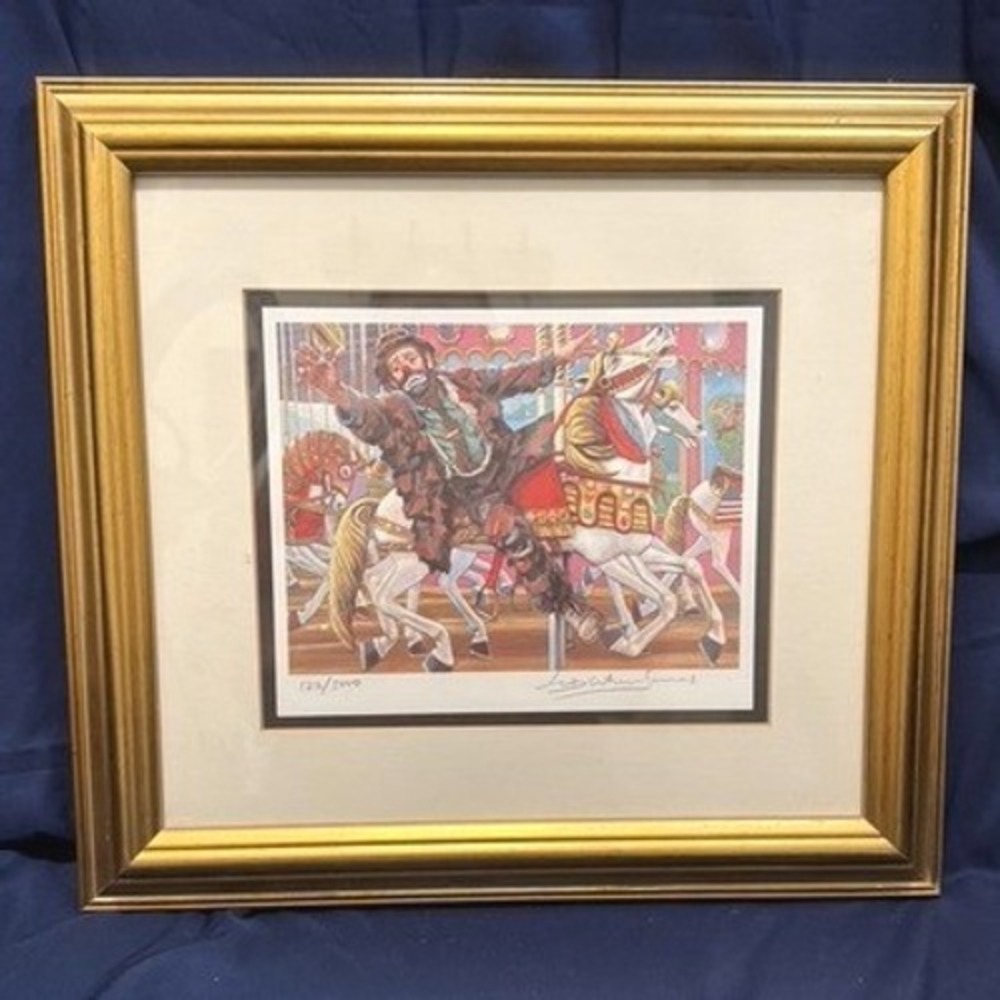 Emmett Kelly Catch Brass Ring Signed Lithograph Barry Leighton Jones 122/5000